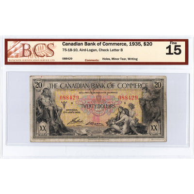 SOLD $20 1935 Canadian Bank of Commerce Canada Chartered Note #75-18-10 - BCS F-15