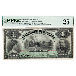 SOLD $4 1900 Dominion of Canada Note Courtney DC-16 - PMG VF-25