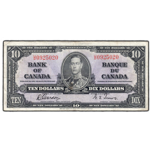 SOLD $10 1937 Bank of Canada Note Gordon-Towers U/D Prefix BC-24b
