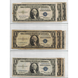 SOLD Lot of 9 United States 1935 $1 Silver Certificate Notes - All Circulated Grades