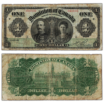 SOLD $1 1911 Dominion of Canada Note Green Line Series B DC-18a - VG