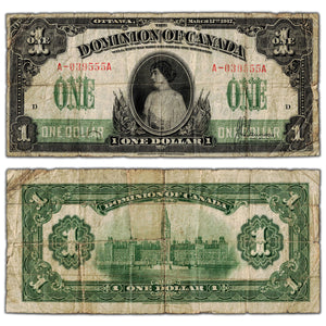 $1 1917 Dominion of Canada Note Saunders Note Seal Series A DC-23b-i - VG/F