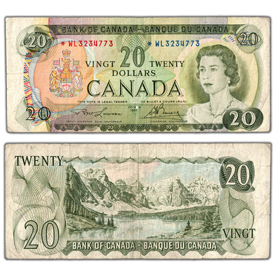 $20 1969 Bank of Canada Note *WL Replacement Prefix BC-50bA - Circulated