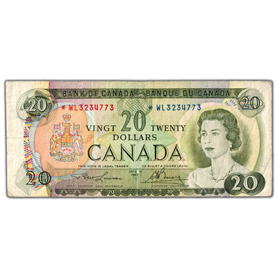$20 1969 Bank of Canada Note *WL Replacement Prefix BC-50bA - Circulated