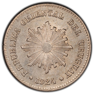 SOLD Uruguay 1924 1 Centesimo Coin KM #19