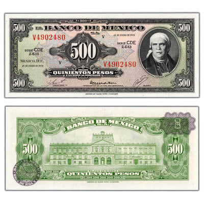 Mexico 1978 500 Pesos Note P #51t - Choice UNC
