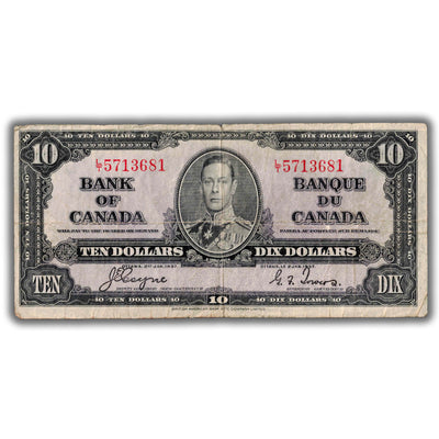 $10 1937 Bank of Canada Note Gordon-Towers L/T Prefix BC-24c