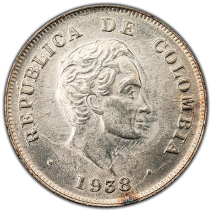 SOLD Colombia 1938 20 Centavos Silver Coin KM #197