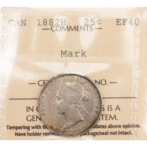 SOLD Canada 1882-H 25 Cents Quarter Silver Coin - ICCS EF-40 (mark)
