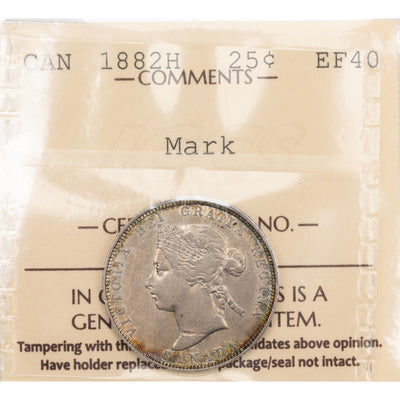 SOLD Canada 1882-H 25 Cents Quarter Silver Coin - ICCS EF-40 (mark)