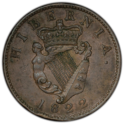 Ireland 1822 1/2d Half Penny Coin KM #150