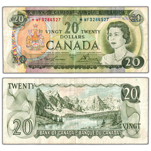 SOLD $20 1969 Bank of Canada Note *WF Replacement Prefix BC-50bA - VF