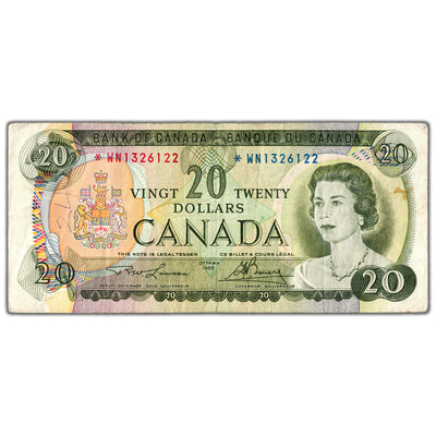 $20 1969 Bank of Canada Note *WN Replacement Prefix BC-50bA - Writing