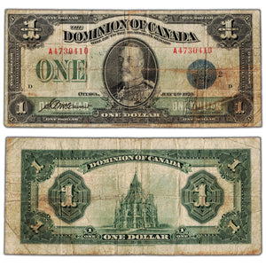 $1 1923 Dominion of Canada Note Blue Seal Series A DC-25h - VG/F
