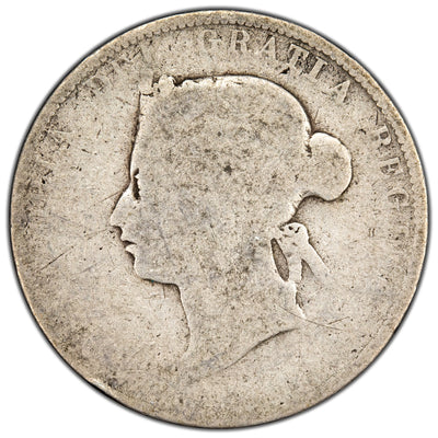 Canada 1885 Curved Top 25 Cents Quarter Silver Coin - Filler