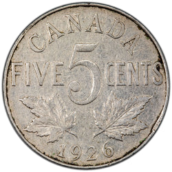 Canada 1926 Far 6 5c Five Cents Coin - Very Good