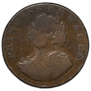 SOLD Great Britain 1795 1/2 Half Penny Token Princess of Wales D&H #977