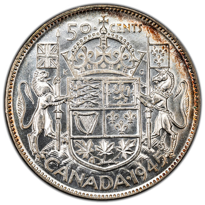 Canada 1945 50 Cents Half Dollar Silver Coin - MS-62