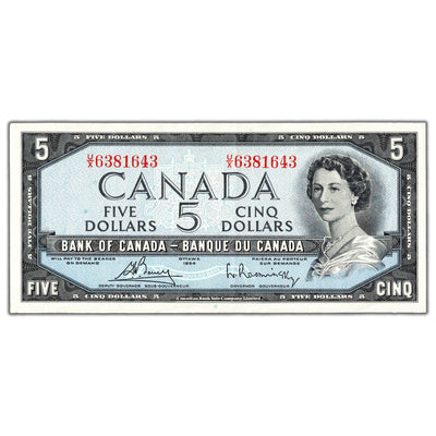 $5 1954 Bank of Canada Note Bouey-Rasminsky U/X Prefix BC-39c - AU