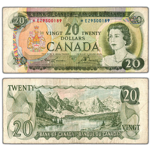 SOLD $20 1969 Bank of Canada Note *EZ Replacement Prefix BC-50bA - Circulated