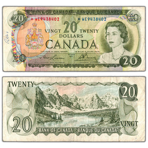 SOLD $20 1969 Bank of Canada Note *WE Replacement Prefix BC-50bA - Writing