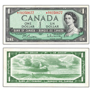 SOLD $1 1954 Bank of Canada Note *A/Y Replacement Prefix BC-37bA - AU