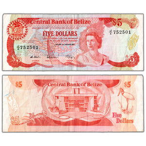 SOLD Belize 1987 $5 Five Dollars Note P #47a - VF