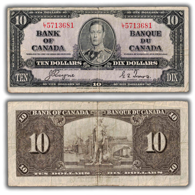 $10 1937 Bank of Canada Note Gordon-Towers L/T Prefix BC-24c