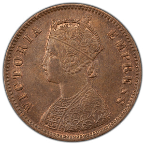 India 1890 Calcutta Mint 1/4 Quarter Anna Coin KM #486