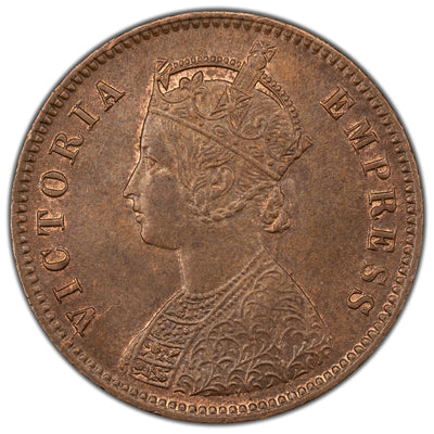 India 1890 Calcutta Mint 1/4 Quarter Anna Coin KM #486