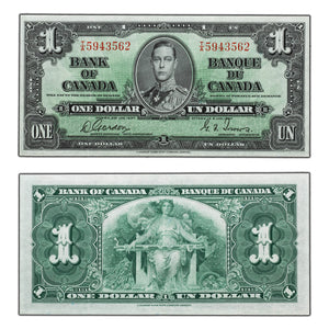 SOLD $1 1937 Bank of Canada Note Gordon-Towers T/A Prefix BC-21c - EF