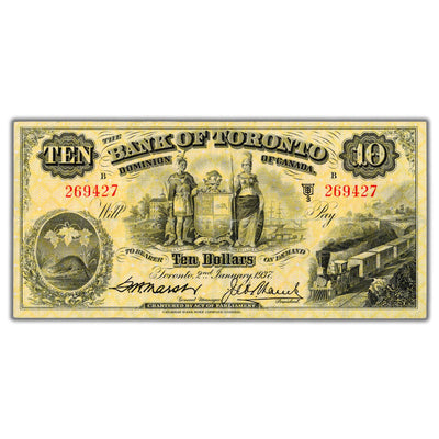 SOLD $10 1937 Bank of Toronto Canada Chartered #715-24-12 - About EF