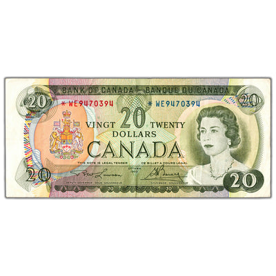 $20 1969 Bank of Canada Note *WE Replacement Prefix BC-50bA - VF+