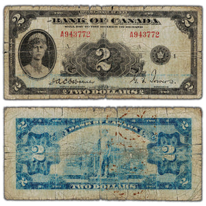 SOLD $2 1935 Bank of Canada Note English Text BC-3 - Filler
