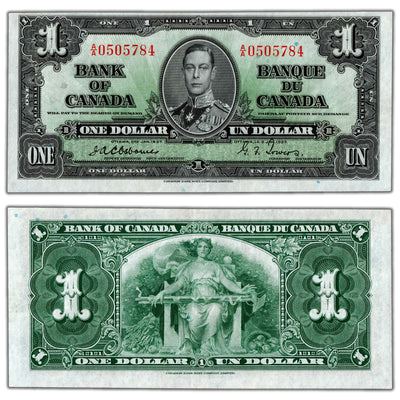 SOLD $1 1937 Bank of Canada Note Osborne Signature BC-21a - AU