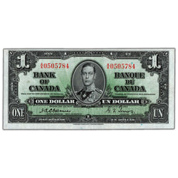 $1 1937 Bank of Canada Note Osborne Signature BC-21a - AU