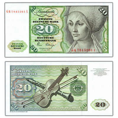 Germany 1980 20 Twenty Mark Note P #32d - AU/UNC