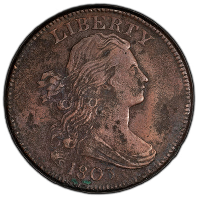 Untied States 1803 Sml Date Lg Fraction Drapped Bust Large Cent Coin - Corrosion
