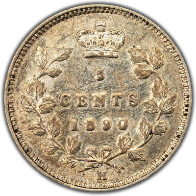 Canada 1890-H 5 Cents Silver Coin - EF-40