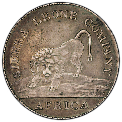 SOLD Sierra Leone Company 1791 50 Cents Half Dollar Silver Coin - "L L" Counterstamps