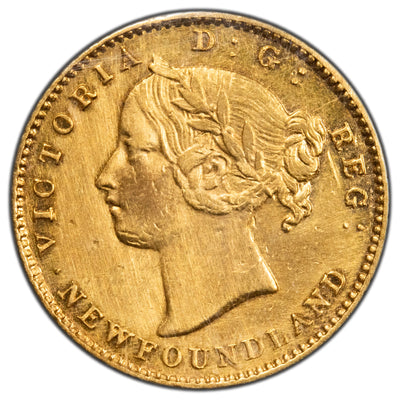 Newfoundland 1880 $2 Two Dollars Gold Coin Key Date! - ICCS EF-40 (harshly cleaned)
