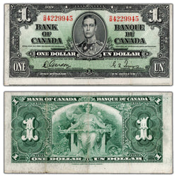 $1 1937 Bank of Canada Note D/M Prefix BC-21c - Cutting Error