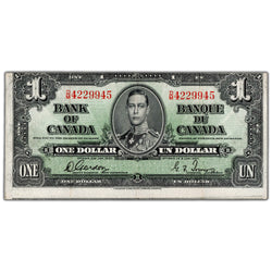 $1 1937 Bank of Canada Note D/M Prefix BC-21c - Cutting Error