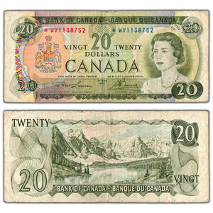 SOLD $20 1969 Bank of Canada Note *WV Replacement Prefix BC-50bA - Circulated