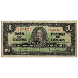 $1 1937 Bank of Canada Note Osborne Signature BC-21a - VG/F