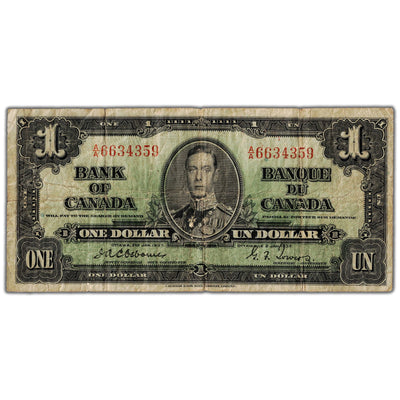 $1 1937 Bank of Canada Note Osborne Signature BC-21a - VG/F