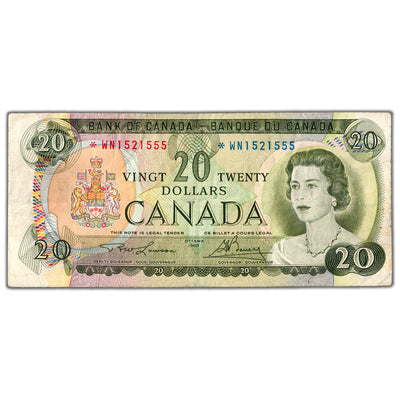 $20 1969 Bank of Canada Note *WN Replacement Prefix BC-50bA - VF