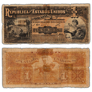 SOLD Brazil ND (1917) 1 Mil Reis Note P #5 - Circulated (issues)