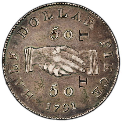SOLD Sierra Leone Company 1791 50 Cents Half Dollar Silver Coin - "L L" Counterstamps