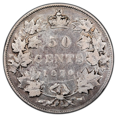 Canada 1870 L.C.W 50 Cents Half Dollar Silver Coin - Fine